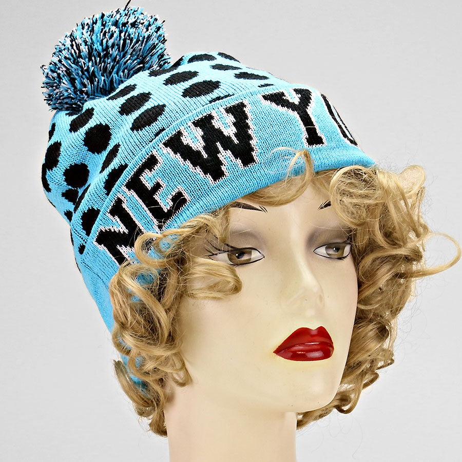 HATEGORY "New York" Acrylic Pom Beanie