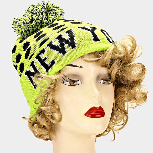 HATEGORY New York _ pom pom beanie hat