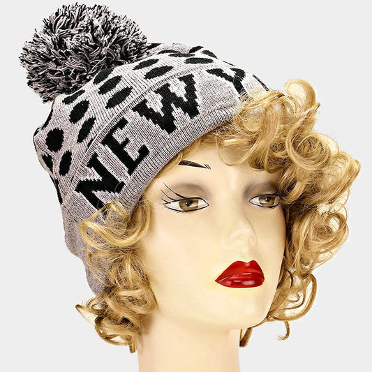 HATEGORY New York _ pom pom beanie hat