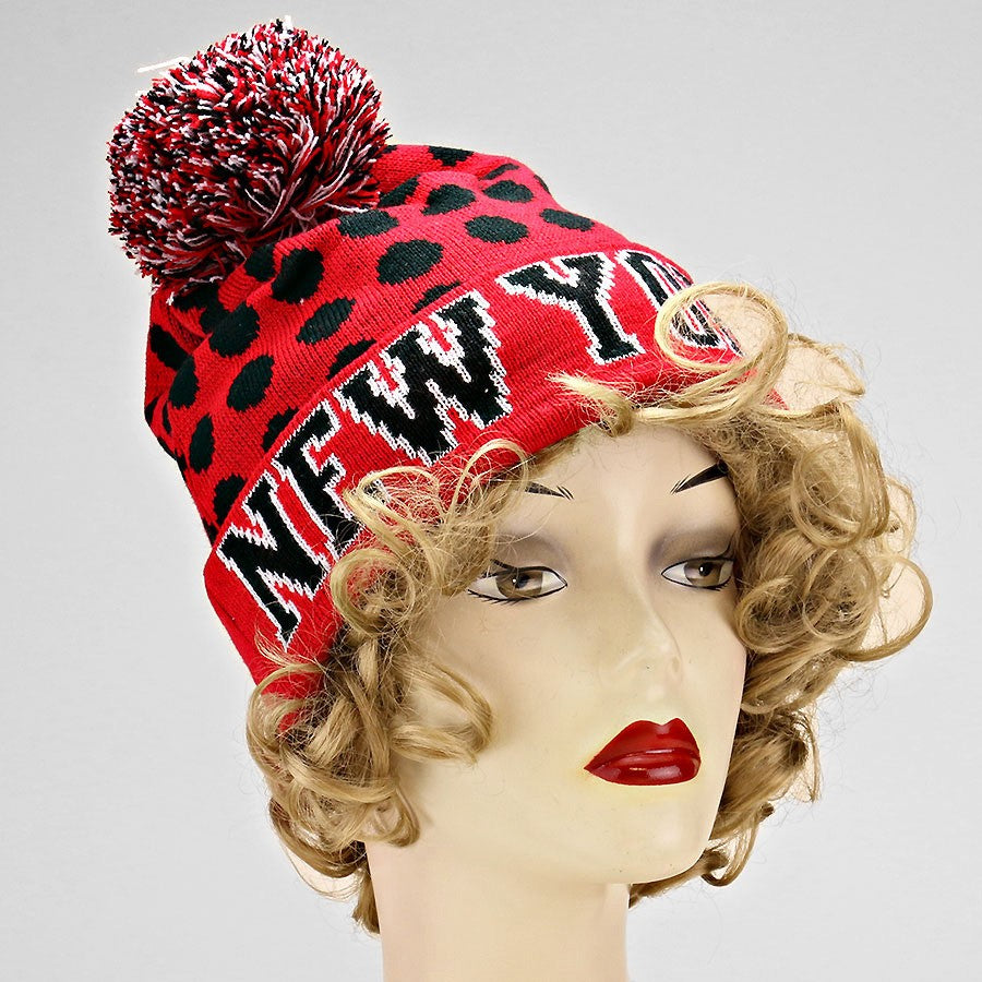 HATEGORY "New York" Acrylic Pom Beanie