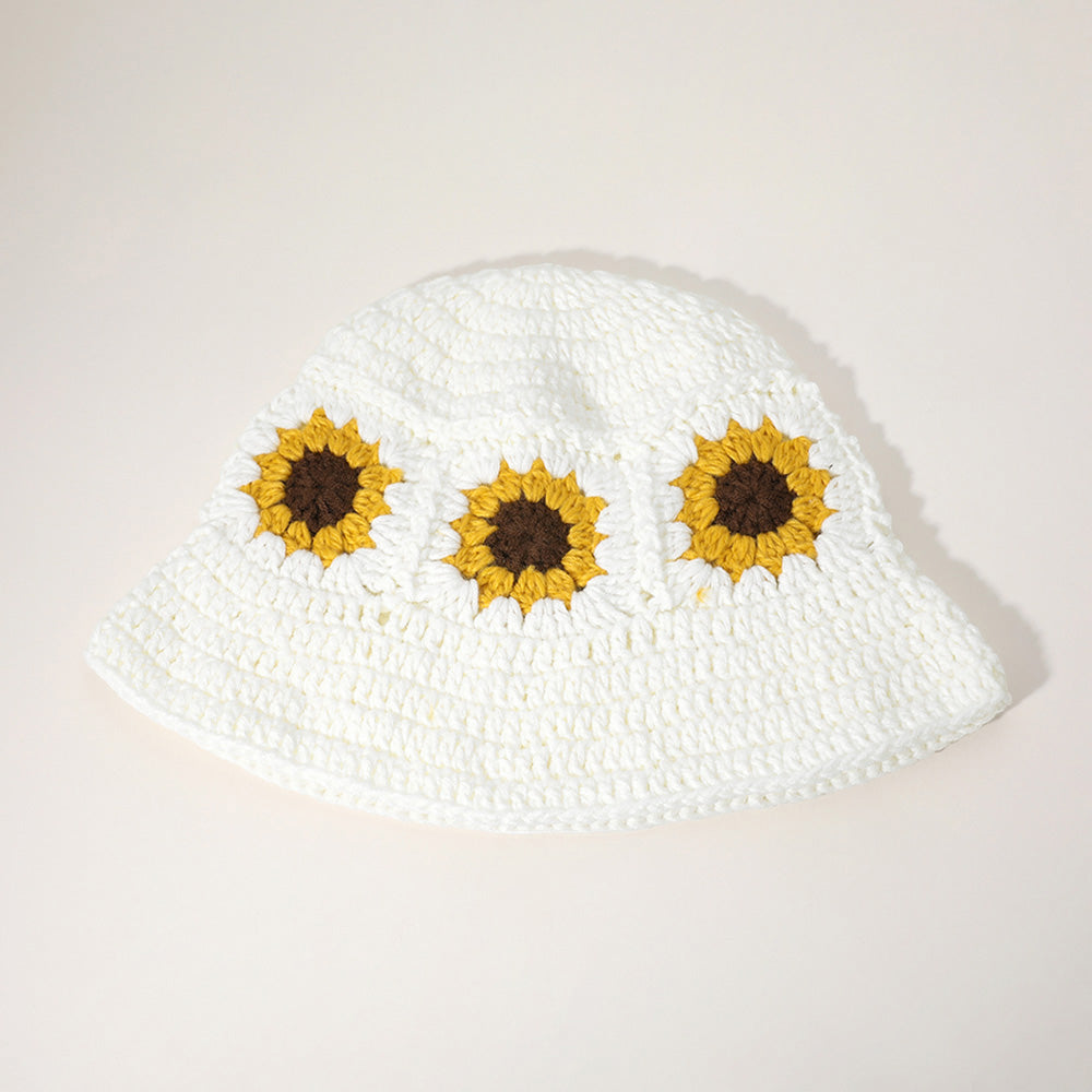 HATEGORY Sunflower Crochet Bucket Hat
