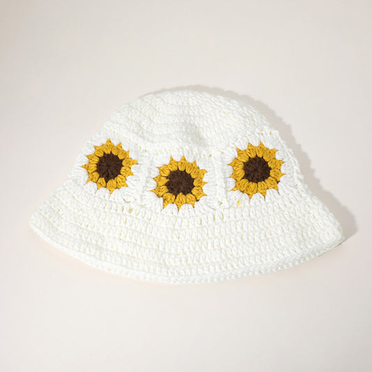 HATEGORY Sunflower Crochet Bucket Hat