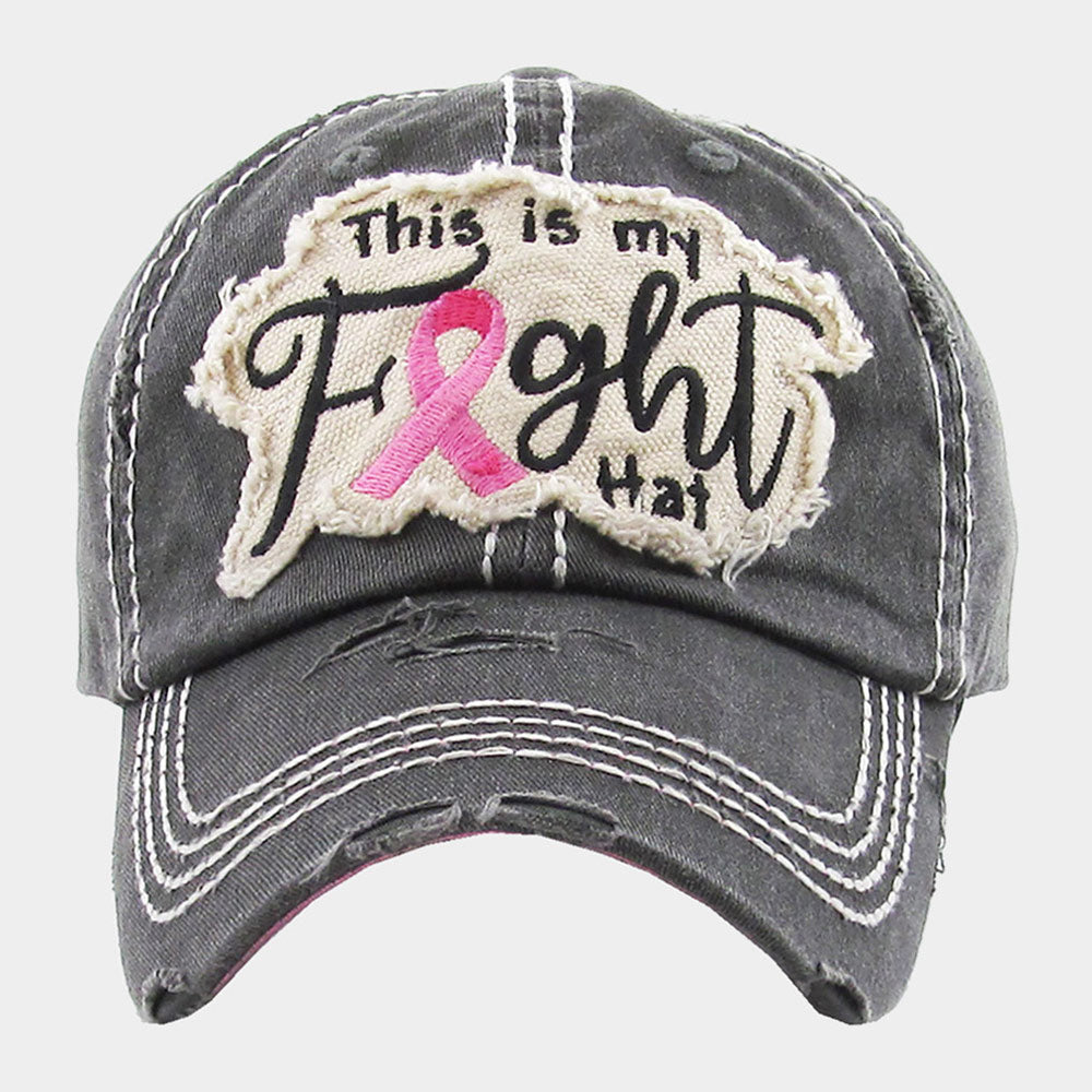 HATEGORY This Is My Fight Hat Message Pink Ribbon Accented Vintage Baseball Cap