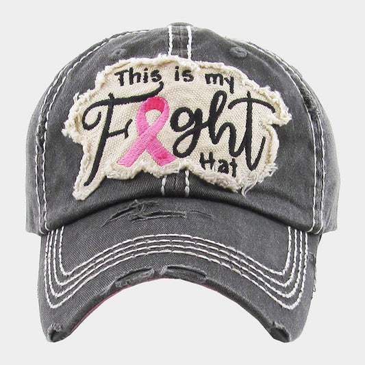 HATEGORY This Is My Fight Hat Message Pink Ribbon Accented Vintage Baseball Cap