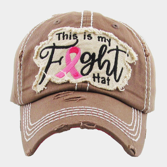 HATEGORY This Is My Fight Hat Message Pink Ribbon Accented Vintage Baseball Cap