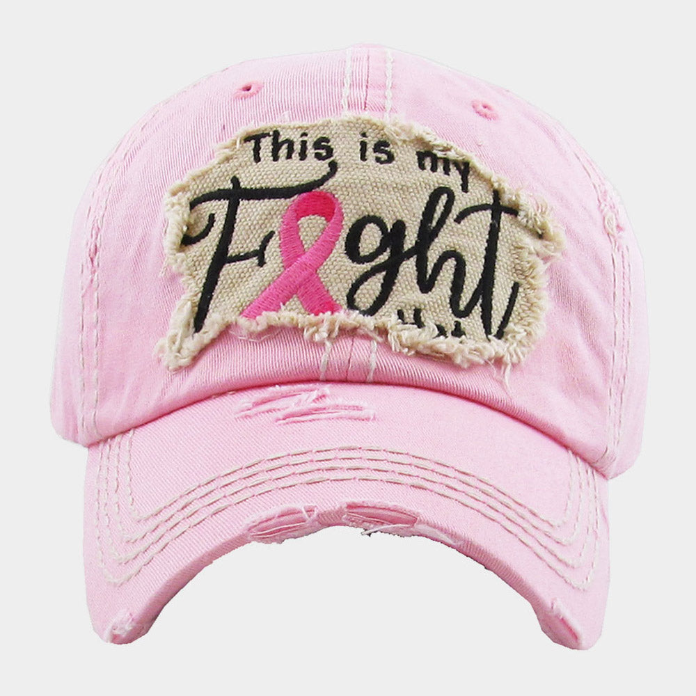 HATEGORY This Is My Fight Hat Message Pink Ribbon Accented Vintage Baseball Cap