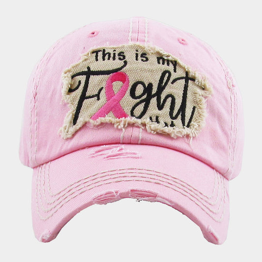 HATEGORY This Is My Fight Hat Message Pink Ribbon Accented Vintage Baseball Cap