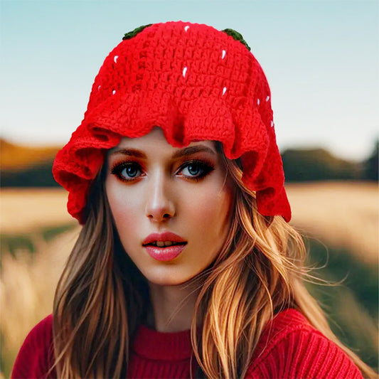 HATEGORY Crochet Strawberry Bucket Hat