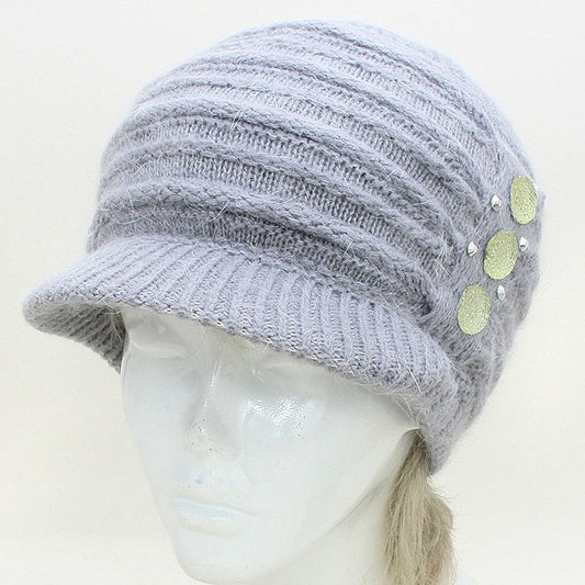 HATEGORY Acrylic Rabbit Hair Visor Hat