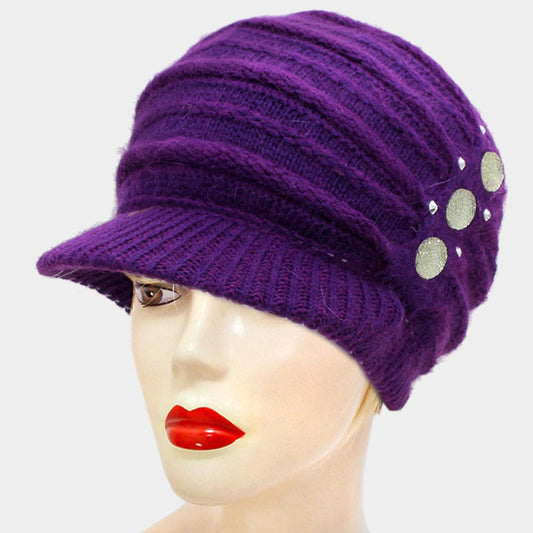 HATEGORY Acrylic Rabbit Hair Visor Hat