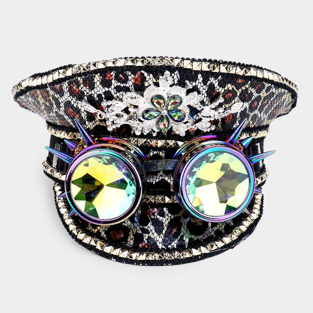 HATEGORY Steampunk Goggle Sequin Captain Rave Hat