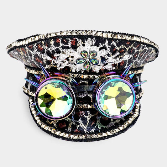 HATEGORY Steampunk Goggle Sequin Captain Rave Hat