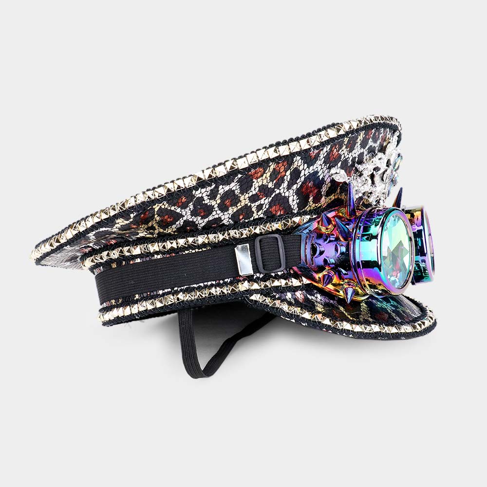 HATEGORY Steampunk Goggle Sequin Captain Rave Hat