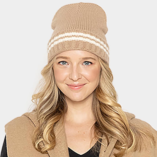 HATEGORY Striped Knit Cuff Beanie Hat