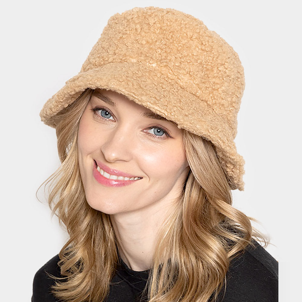 HATEGORY Faux Fur Sherpa Bucket Hat