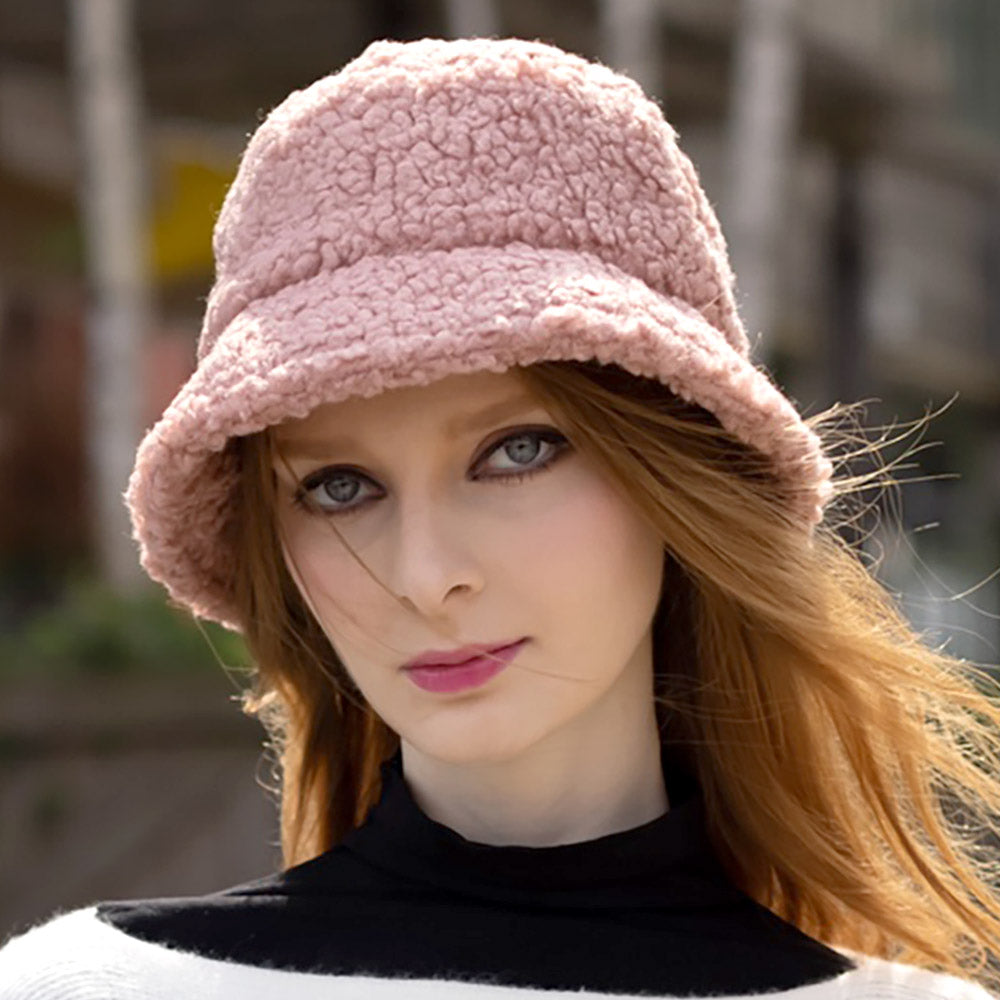 HATEGORY Faux Fur Sherpa Bucket Hat