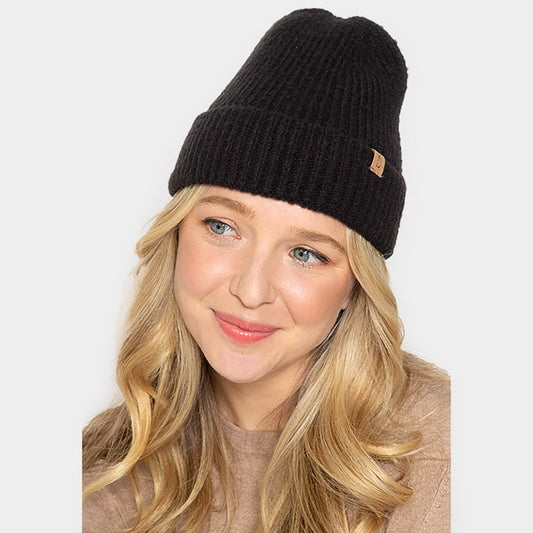 HATEGORY Ribbed Knit Cuff Beanie Hat
