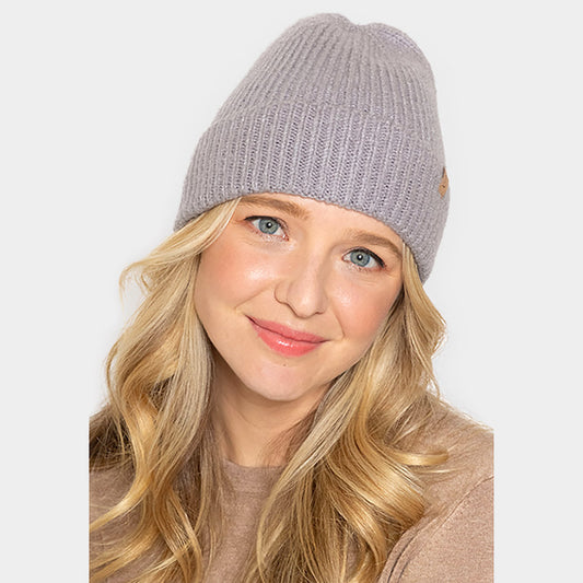 HATEGORY Ribbed Knit Cuff Beanie Hat