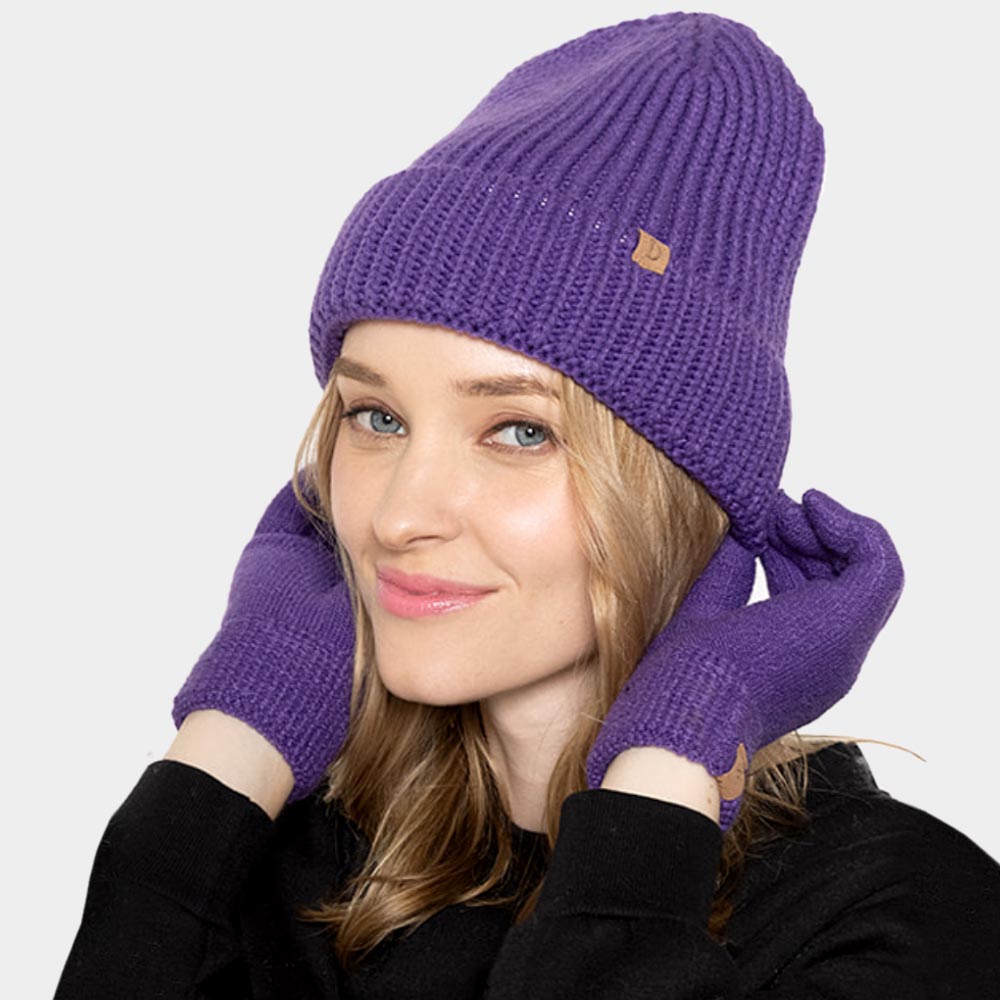 HATEGORY Solid Ribbed Cuff Beanie Hat