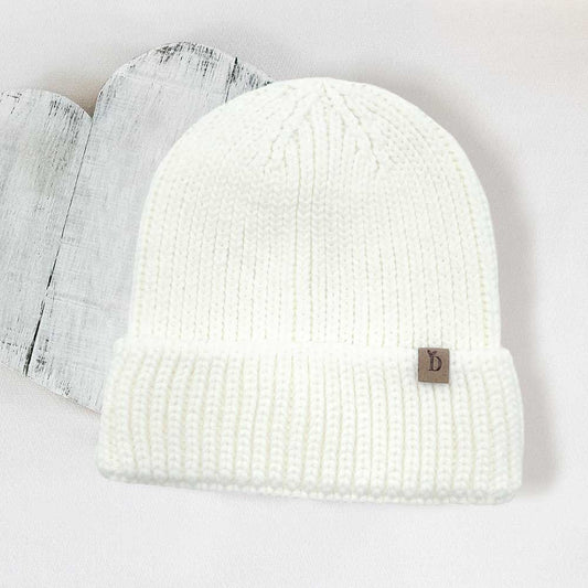 HATEGORY Solid Ribbed Cuff Beanie Hat