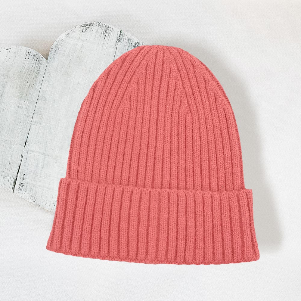 HATEGORY Solid Ribbed Cuff Beanie Hat