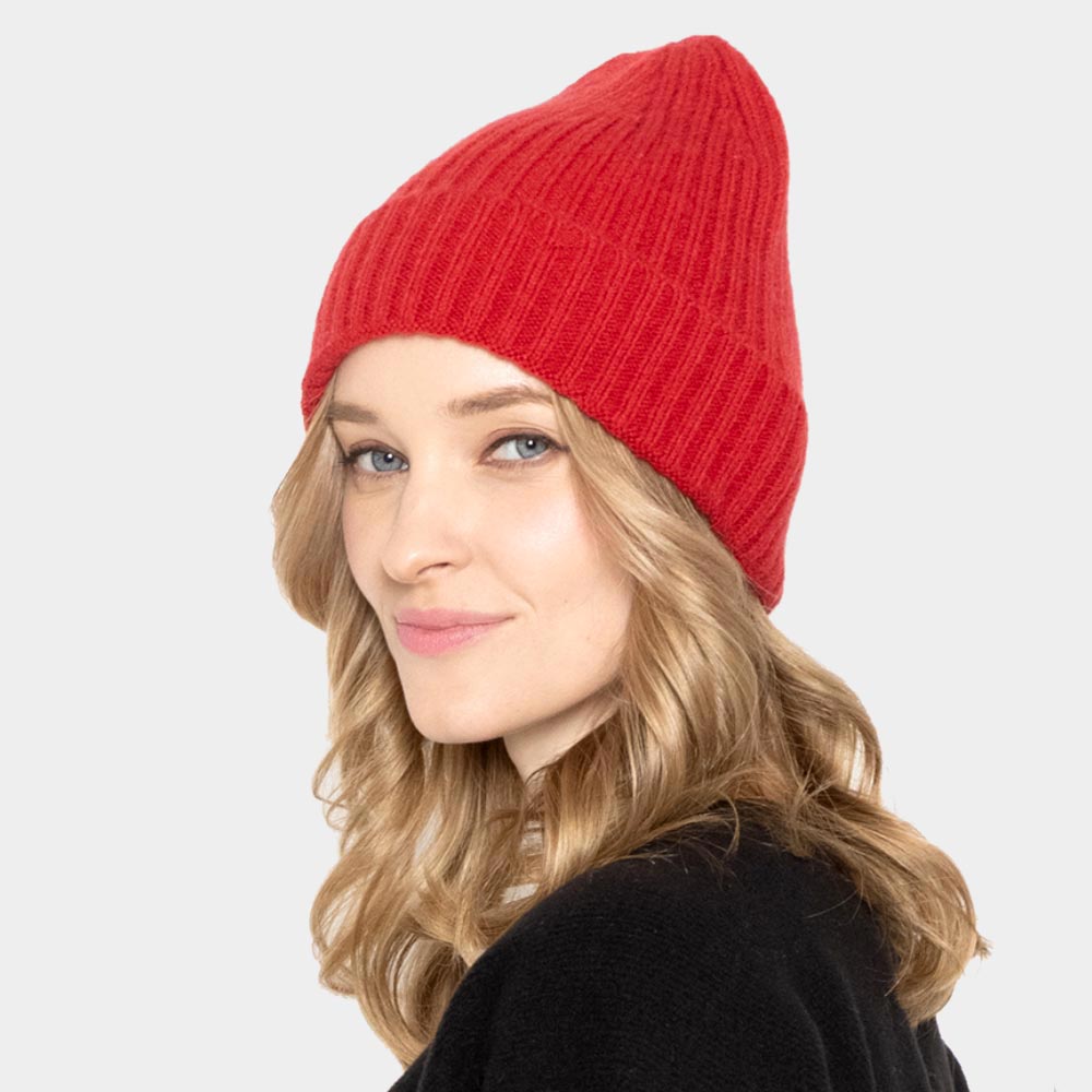 HATEGORY Solid Ribbed Cuff Beanie Hat