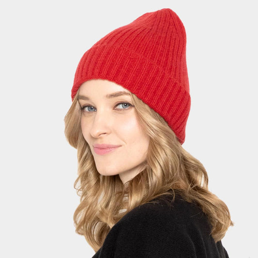 HATEGORY Solid Ribbed Cuff Beanie Hat