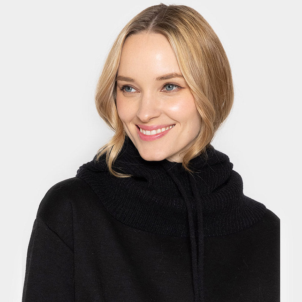 HATEGORY Solid Knit Drawstring Snoodie