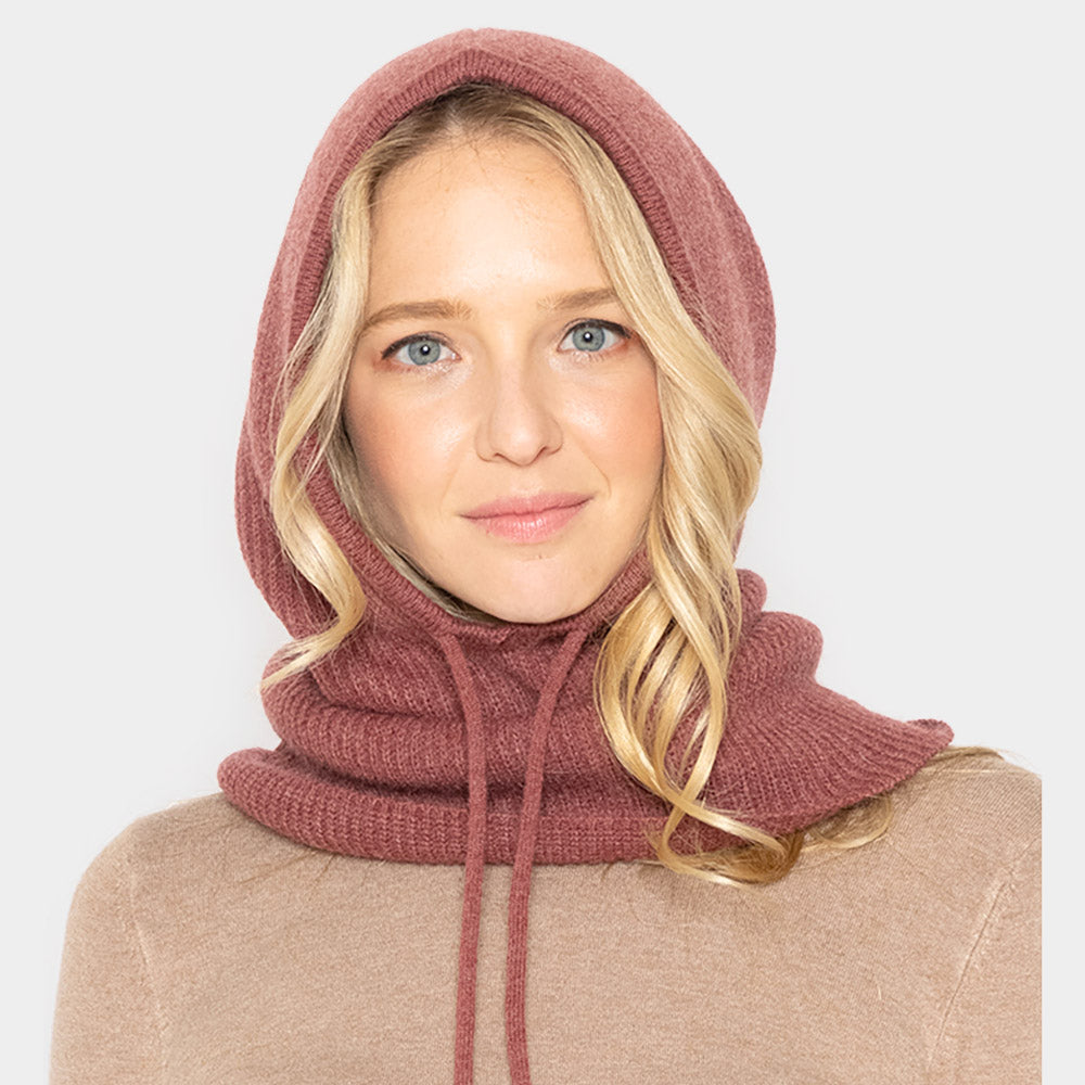 HATEGORY Solid Knit Drawstring Snoodie