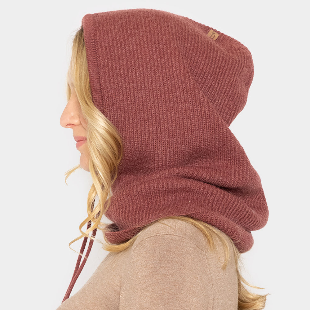 HATEGORY Solid Knit Drawstring Snoodie