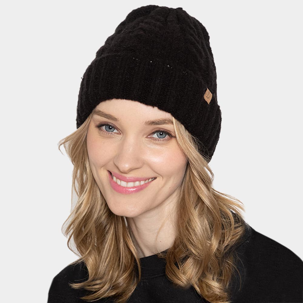 HATEGORY Cable Knit Cuff Beanie Hat