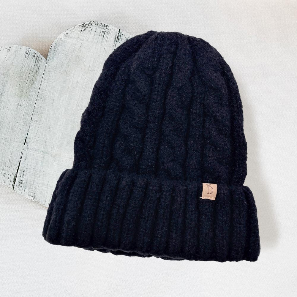 HATEGORY Cable Knit Cuff Beanie Hat