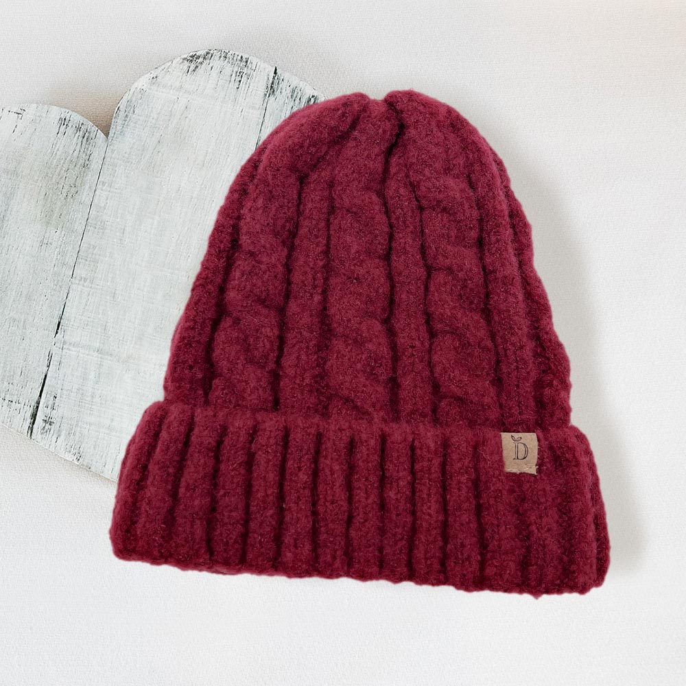 HATEGORY Cable Knit Cuff Beanie Hat