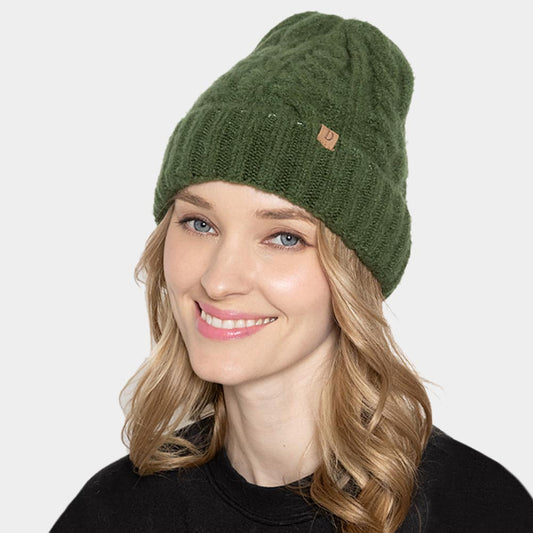 HATEGORY Cable Knit Cuff Beanie Hat