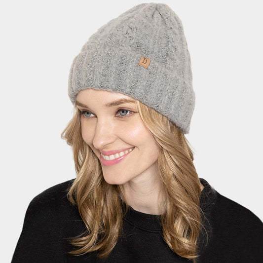 HATEGORY Cable Knit Cuff Beanie Hat