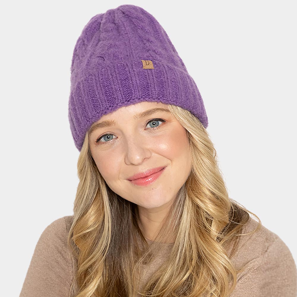 HATEGORY Cable Knit Cuff Beanie Hat