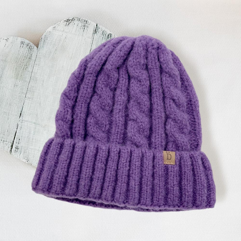 HATEGORY Cable Knit Cuff Beanie Hat