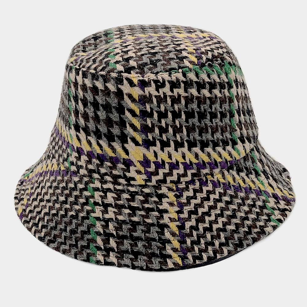 HATEGORY Houndstooth Patterned Bucket Hat
