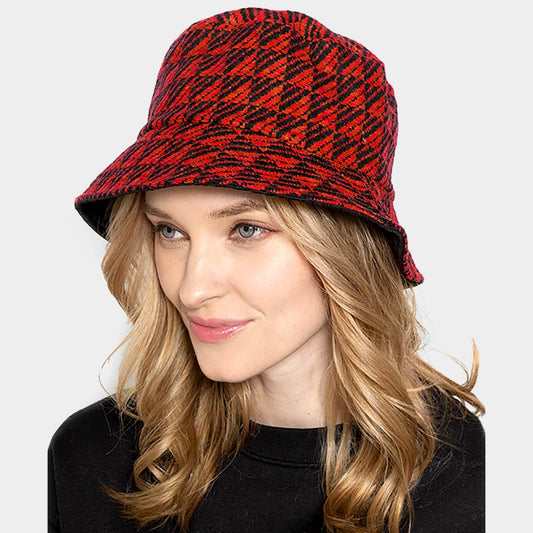 HATEGORY Geometric Patterned Bucket Hat