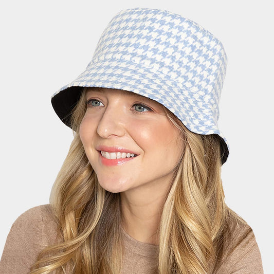 HATEGORY Houndstooth Patterned Bucket Hat