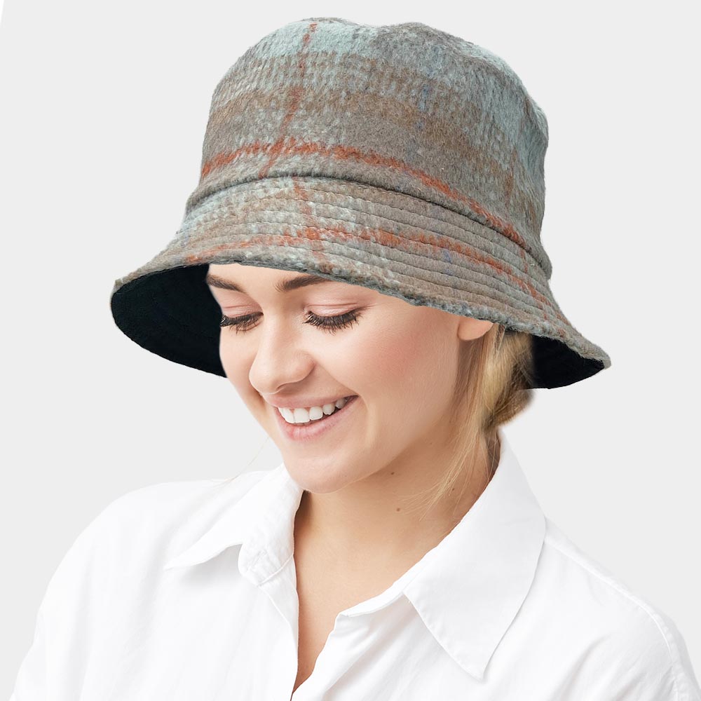 HATEGORY Plaid Check Patterned Bucket Hat
