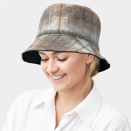 HATEGORY Plaid Check Patterned Bucket Hat