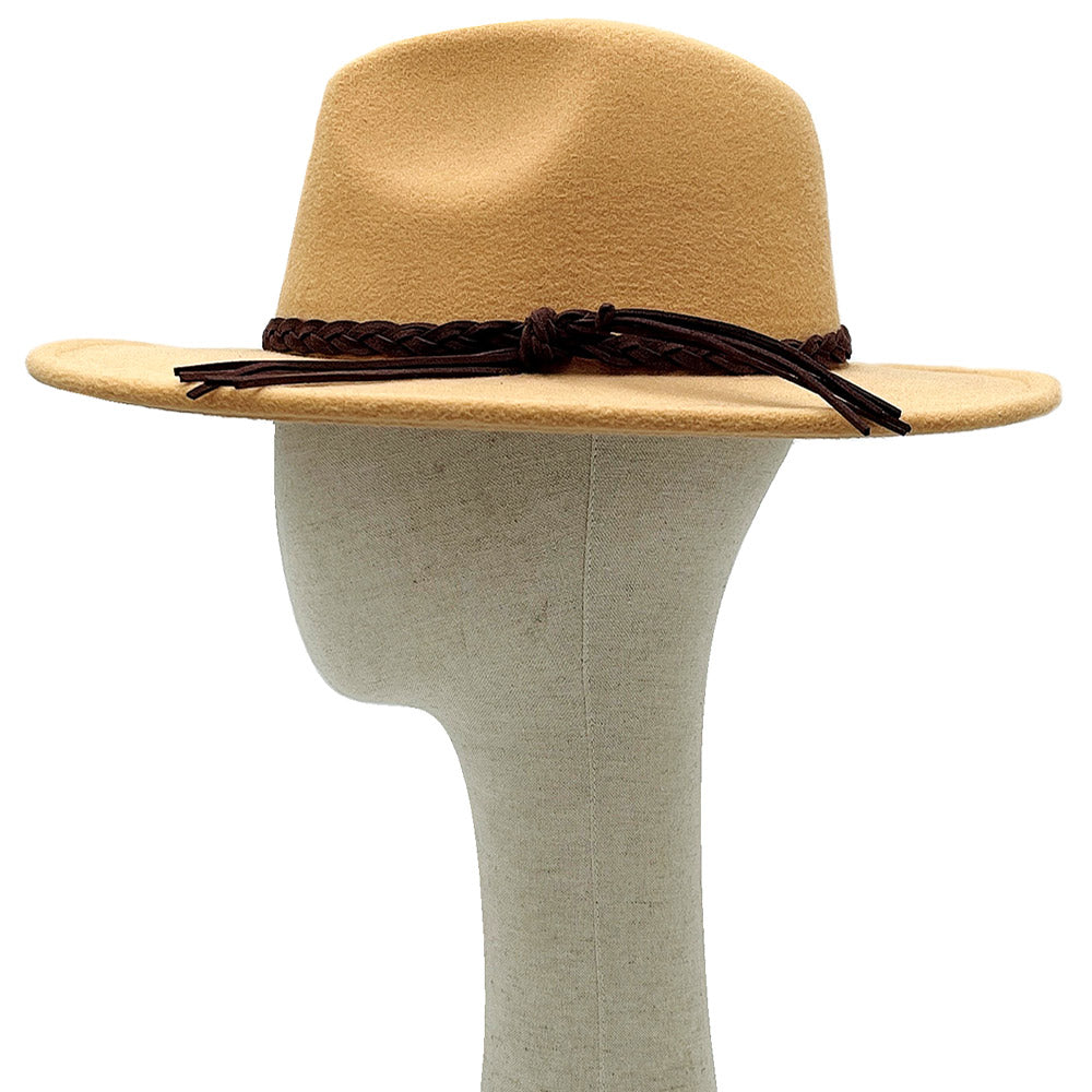 HATEGORY Braided Faux Leather Band Panama Hat