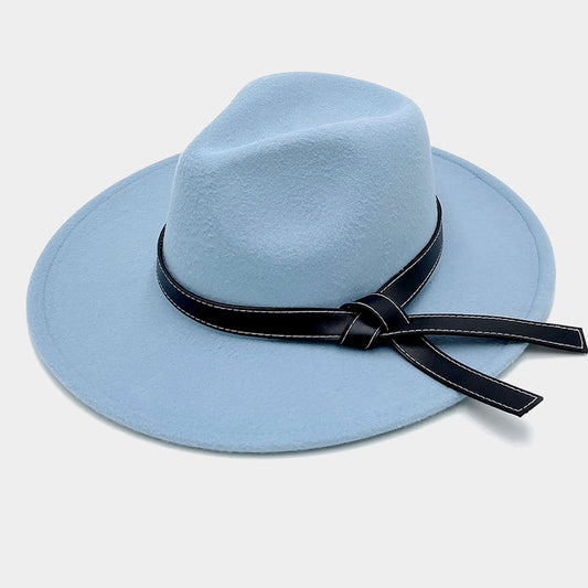 HATEGORY Faux Leather Band Panama Hat