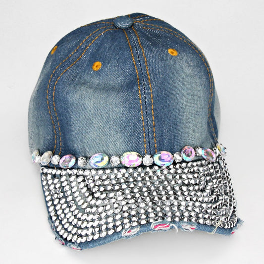 HATEGORY Crystal Embedded Bling Denim Cap