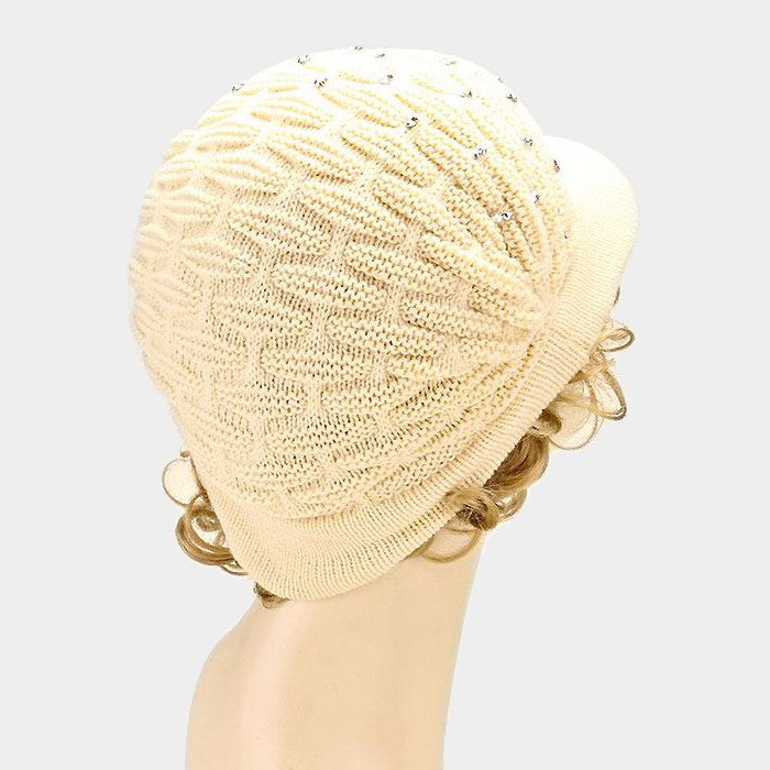 HATEGORY Studded Knit Visor Hat