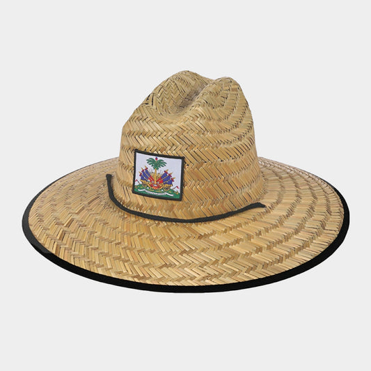 HATEGORY Coat of arms of Haiti (National Emblem of Haiti) Accented Straw Panama Sun Hat