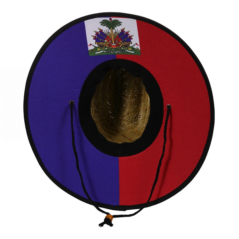 HATEGORY Coat of arms of Haiti (National Emblem of Haiti) Accented Straw Panama Sun Hat