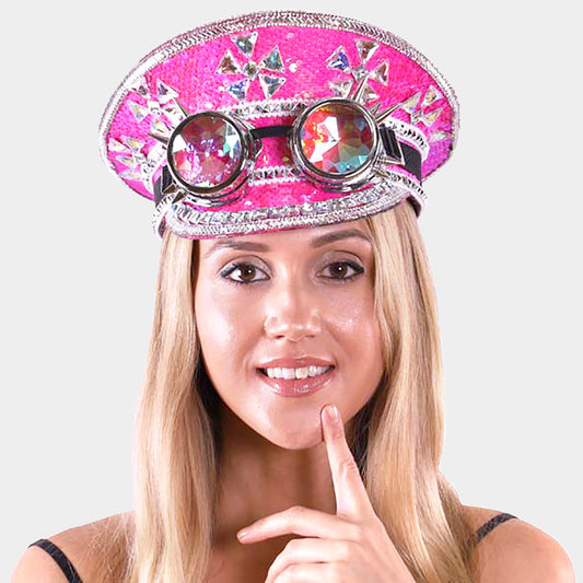 HATEGORY Bling Flower Sequin Goggle Hat
