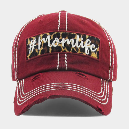 HATEGORY mom life Leopard Pattern Detail Vintage Baseball Cap